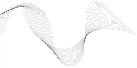 Abstract grey wave lines on transparent background. Technology, data science, geometric border pattern  Vector illustration