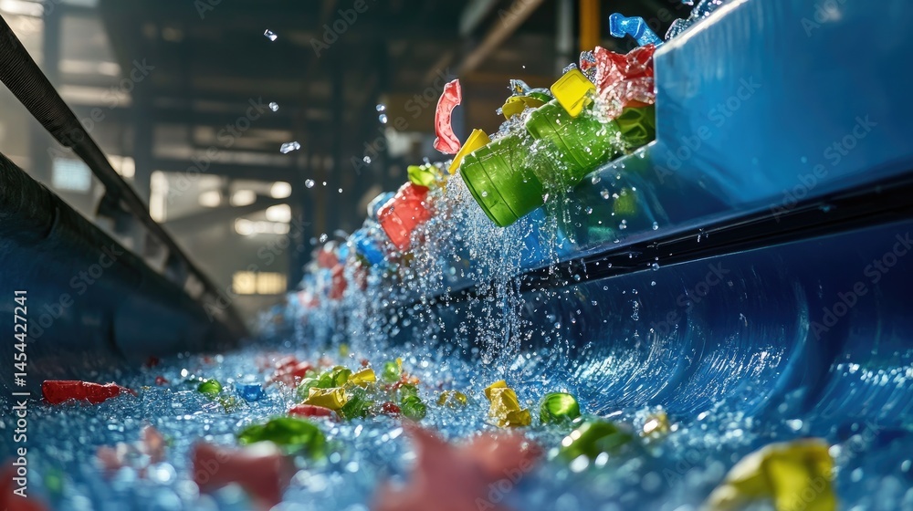 Poster Automated recycling line reprocessing plastic into reusable containers with zero-emission equipment