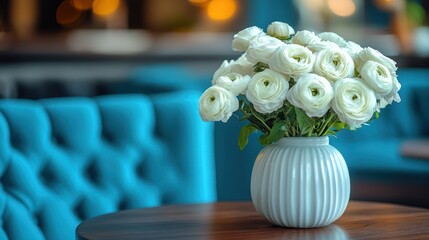 White flowers in a vase, modern decor