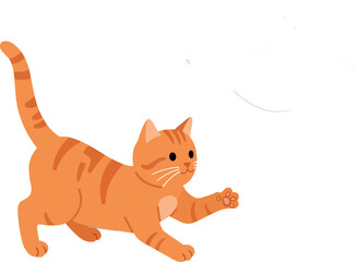 Fototapeta premium Orange Tabby Cat Playing Vector Illustration for T-shirt Printing and Crafts Projects 