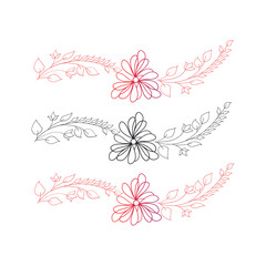 An illustration of a vectors different type of  flowers in continuous line art drawing style.