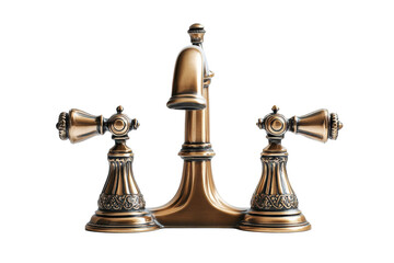 Elegant antique bronze faucet detailed craftsmanship vintage style bathroom fixture isolated on transparent background