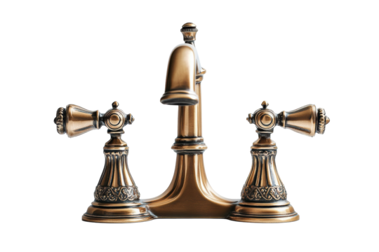 Elegant antique bronze faucet detailed craftsmanship vintage style bathroom fixture isolated on transparent background