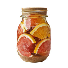 Jar of Sliced Oranges and Lemons Isolated on Transparent Background