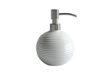 Elegant white ceramic soap dispenser with chrome pump stylish bathroom accessory modern design on transparent background