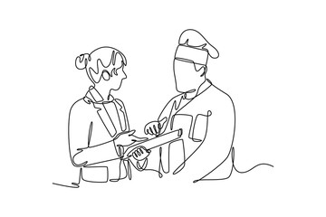 Chef activity concept. Single line draw design. Vector graphic illustration