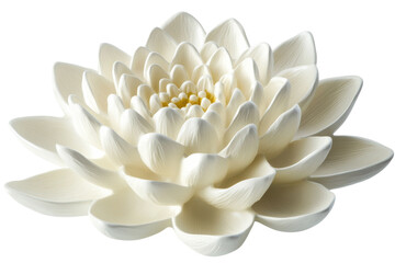 Elegant white lotus flower sculpture serene and detailed craftsmanship isolated on black on transparent background