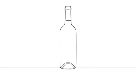Empty Wine Bottle Outline on White Background
