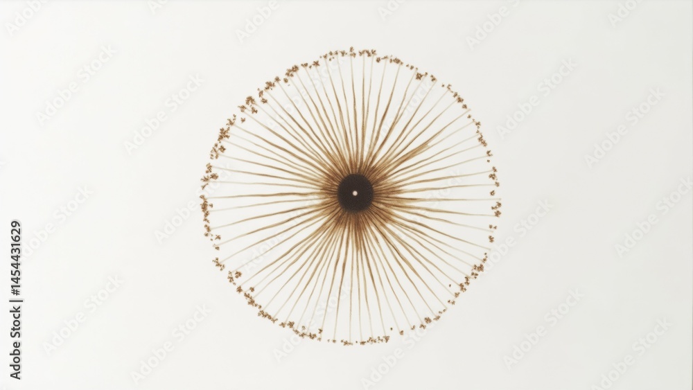 Poster circular design thin golden lines form sunburst like pattern lines arranged radial manner creating s