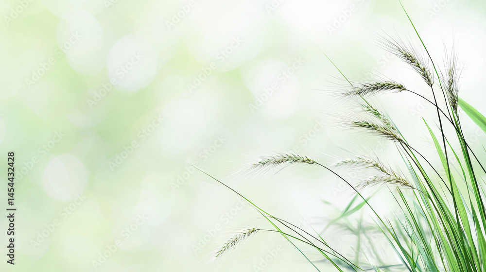 Poster serene field of tall grass swaying gently in breeze, creating peaceful and calming atmosphere