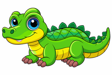 A Cute Crocodile Vector art in Illustration on white Background