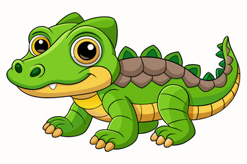 A Cute Crocodile Vector art in Illustration on white Background