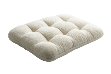 Luxurious cream fluffy cushion button tufted texture soft comfort perfect for seating adds on transparent background