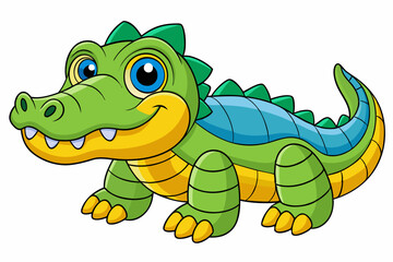 A Cute Crocodile Vector art in Illustration on white Background