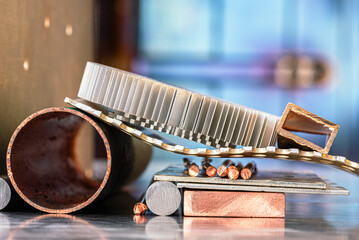 Materials and components made of non-ferrous metals, in an industrial space