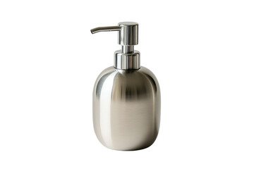 Sleek stainless steel soap dispenser modern bathroom accessory elegant design brushed metal on transparent background