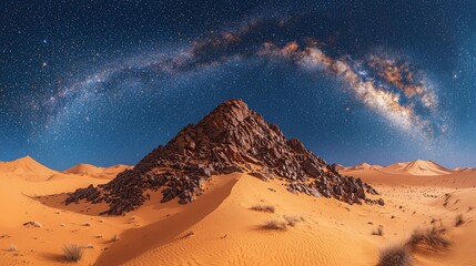 Desert mountain under a starlit sky
