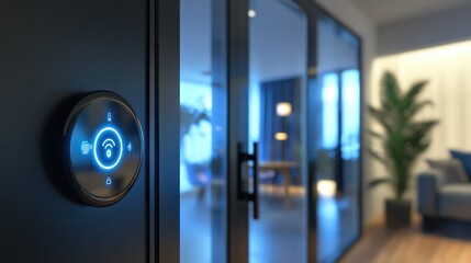 Smart home door panel with illuminated button
