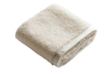 Soft fluffy beige towel neatly folded perfect for spa bathroom or hotel clean minimalist on transparent background