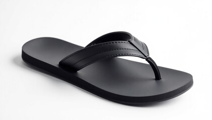 Single black flip-flop on white background, studio shot, accessory, footwear
