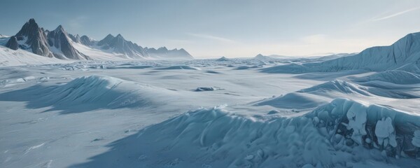 Obraz premium Glacier blue backdrop, frosted frozen sea waves , cold environment, frozen water
