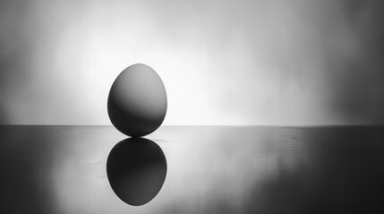 Single egg on reflective surface