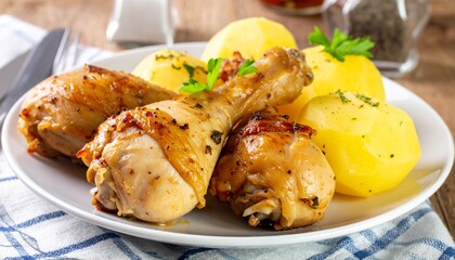roasted chicken with boiled potatoes