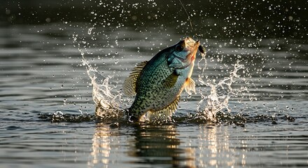 Crappie Fish Jumps Out of Water