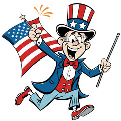 Uncle Sam Cartoon Waving