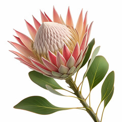 Protea 3D rendered flower vividly isolated on a white background with exotic petals and intricate details
