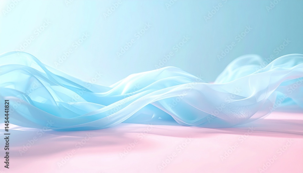 Poster flowing fabric movement studio abstract visuals calm environment close-up view serenity concept