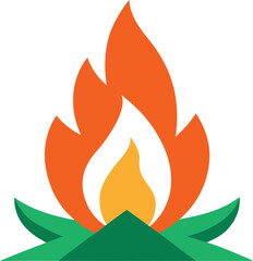 campfire vector art illustration on white background