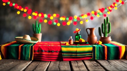 Fototapeta premium Vibrant Fiesta Table Setting Celebrate Cinco de Mayo with Festive Decorations