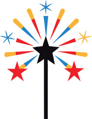 fourth of July fireworks background vector art illustration