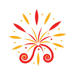 fireworks explosion with spirals and flames vector art illustration