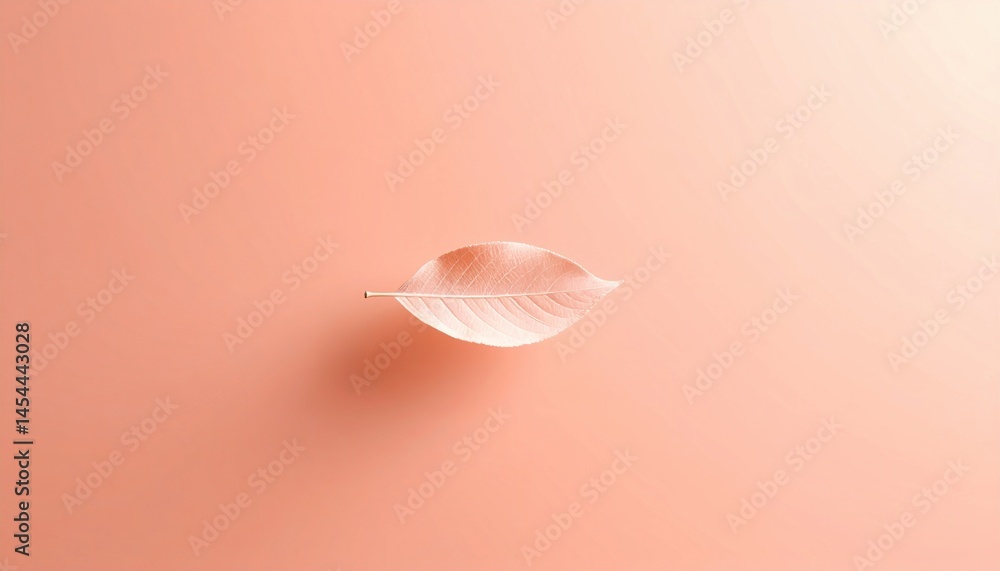 Poster floating leaf on soft coral background nature close-up minimalistic photography serene environment a