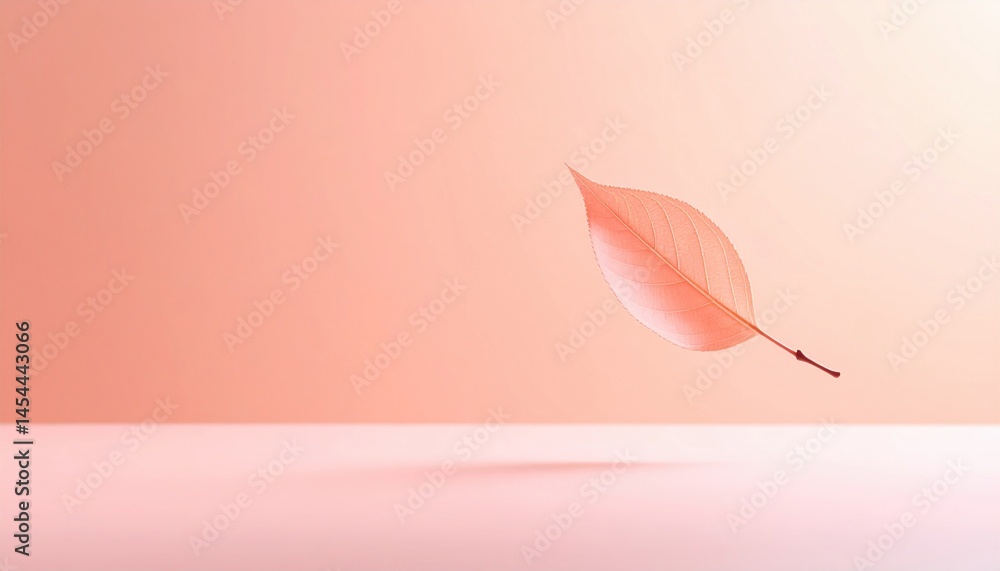 Aufkleber floating leaf movement minimalist setting digital art soft colors close-up view serenity concept