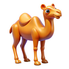 Cartoon camel illustration: cute animal character for kids and desert themes on transparent background