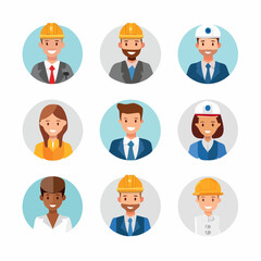 icon of set of various profession Characters vectors, illustration 