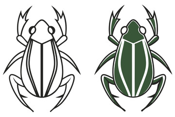 Fototapeta premium Two beetle forms are shown here; one colored and the other in outline