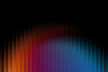 A bold red-orange-to-light-blue gradient on black, with glass-like textures creating an energetic,...