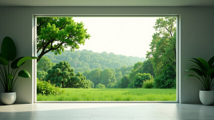 Interior View Lush Greenery Vista