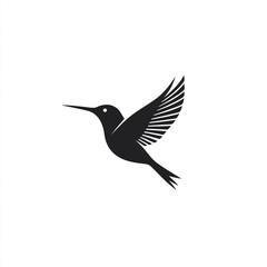 Obraz premium Minimalist logo design featuring a hummingbird silhouette, with simple shapes on a white background