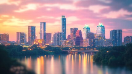 Fototapeta premium Austin skyline at sunrise