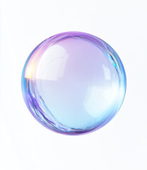 Water droplet, spherical shape with water splash on a white background, isolated object