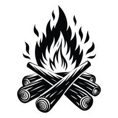Camp fire icon Bonfire burning on firewood symbol, Campfire illustration of campfire vector icon