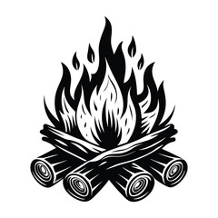 Camp fire icon Bonfire burning on firewood symbol, Campfire illustration of campfire vector icon