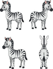 Obraz premium Zebra vector illustration set for t-shirt and cup print projects with animal design elements 