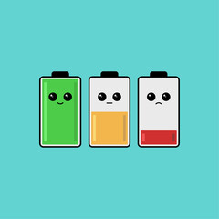 Battery with face icon logo flat vector design