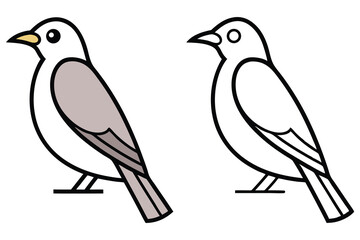 Side view shows two bird icons, one colored and one simple outline
